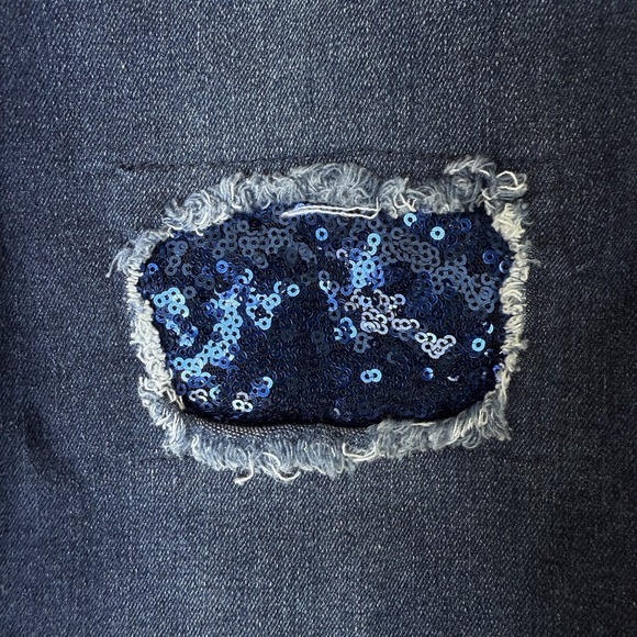 Chicos Womens Jeans 0 (Size 4-6) Measures 31x29.5 Sequin Straight Dark Wash - Picture 7 of 12